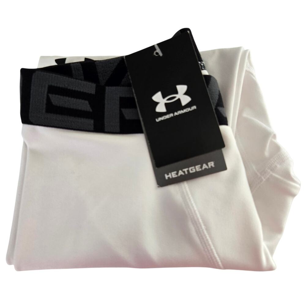 NWT Under Armour White Heatgear Compression Lightweight Tights Youth Medium